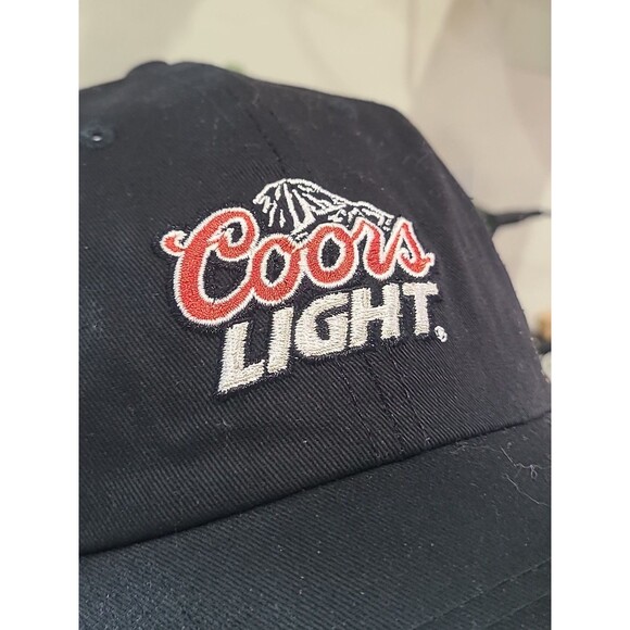 Coors Light Hat Cap Strap Back Black Embroidered Beer Logo Casual Mens NWT - Picture 2 of 6